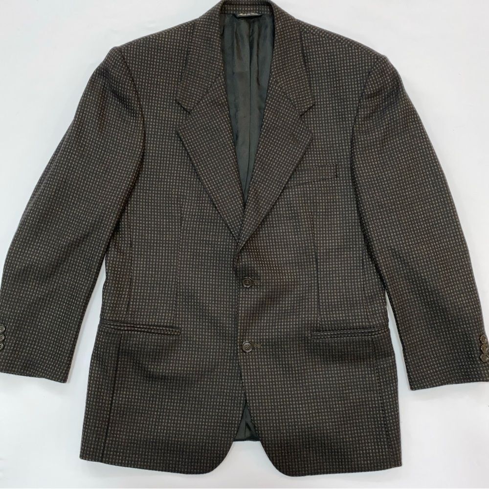Riserva Luciano Franzoni Blazer 40R Mens Brown Check 100% Wool Made in Italy